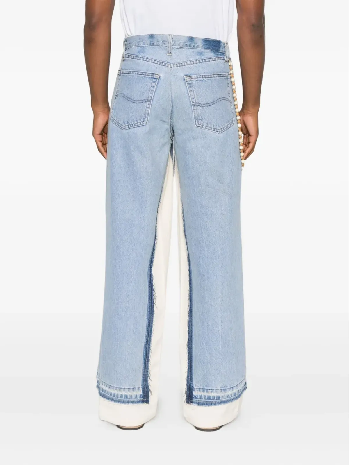 Kartik Research bead-embellished panelled jeans - Blue - 画像4