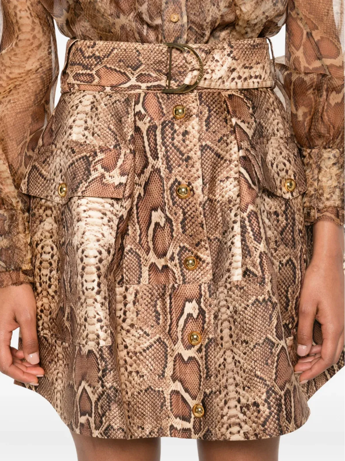 ZIMMERMANN 蛇皮柄ベルト付きスカート - 画像5