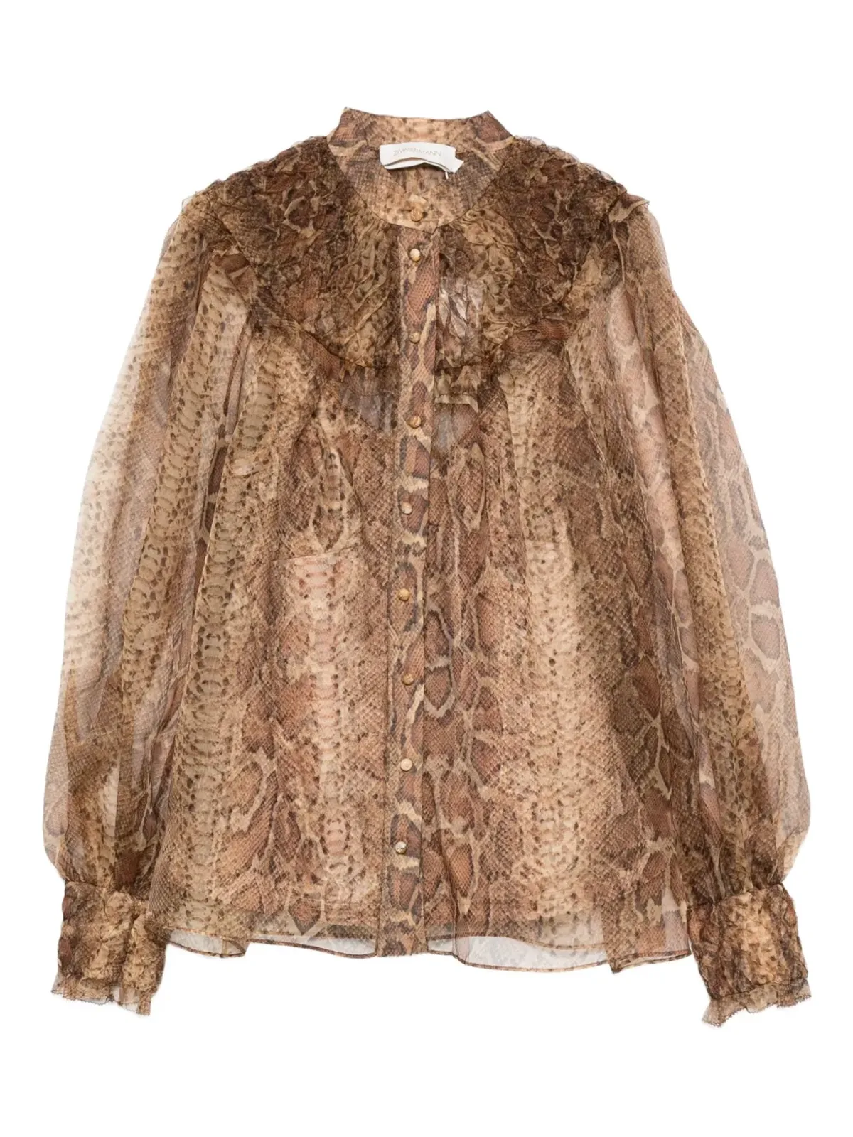 ZIMMERMANN ラッフルトリム付きシルクシャツ - ブラウン - 画像1