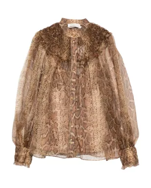 ZIMMERMANN ラッフルトリム付きシルクシャツ - ブラウン - サムネイル1