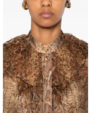 ZIMMERMANN ラッフルトリム付きシルクシャツ - ブラウン - サムネイル5