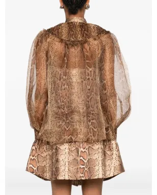 ZIMMERMANN ラッフルトリム付きシルクシャツ - ブラウン - サムネイル4