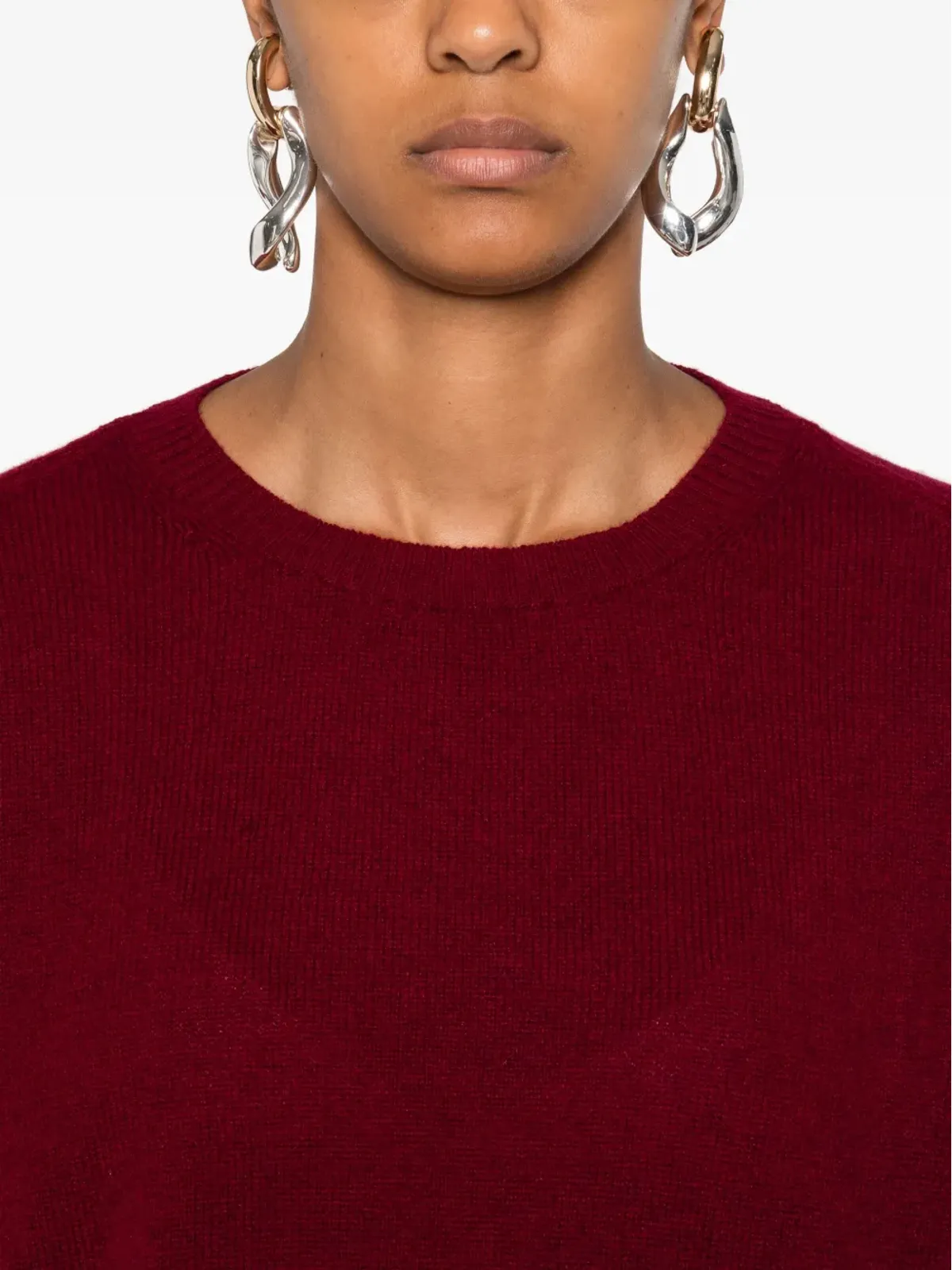 BeYou サイドスプリット カシミヤ セーター - レッド - 画像5