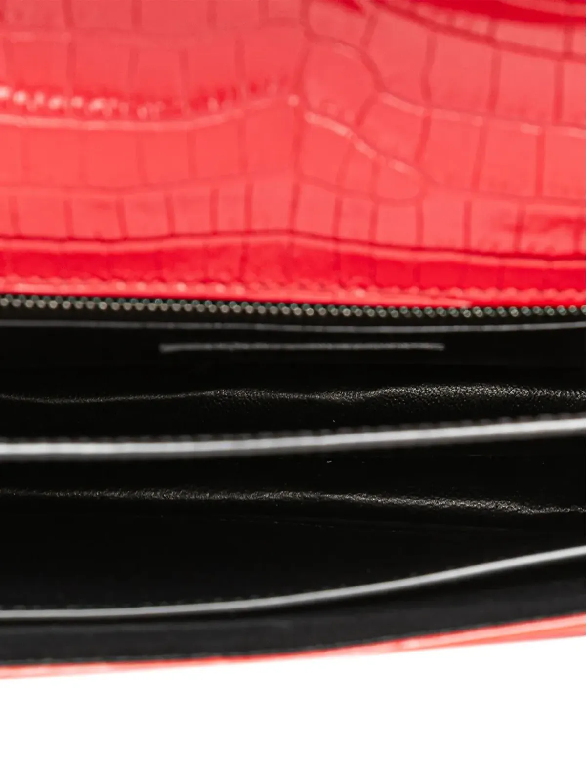 Saint Laurent Pre-Owned 2019 Croc Embossed Leather Monogram Cassandra Clasp Bag crossbody bag - Red - 画像5