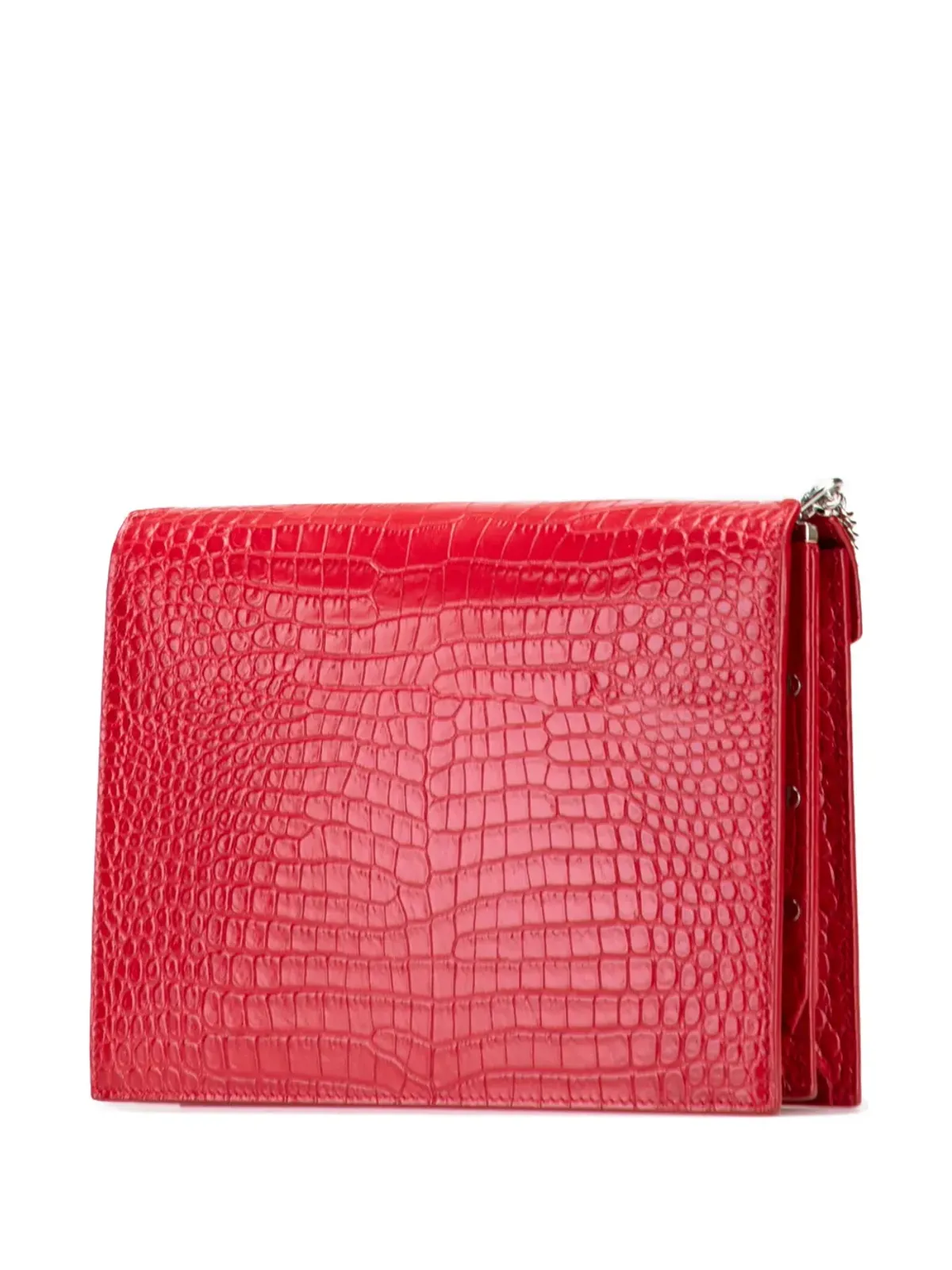 Saint Laurent Pre-Owned 2019 Croc Embossed Leather Monogram Cassandra Clasp Bag crossbody bag - Red - 画像3