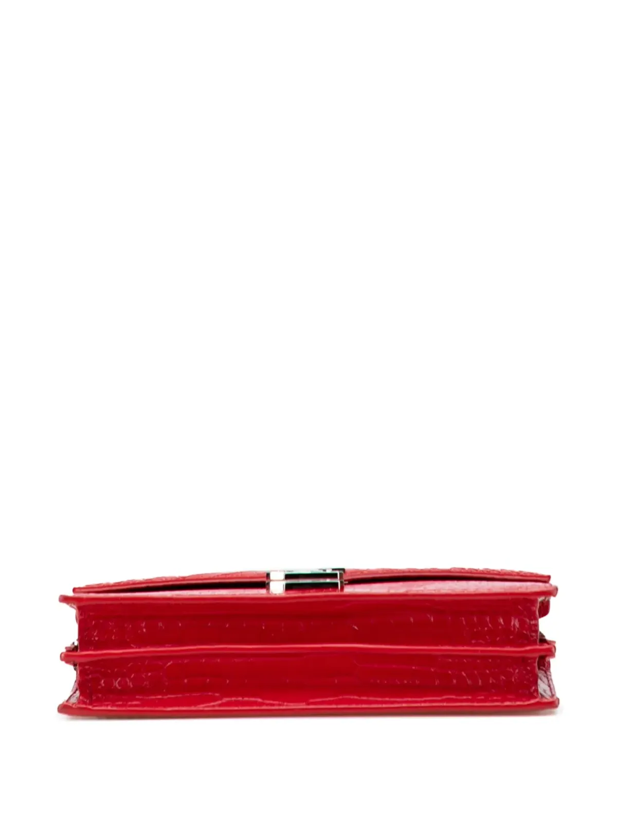 Saint Laurent Pre-Owned 2019 Croc Embossed Leather Monogram Cassandra Clasp Bag crossbody bag - Red - 画像4