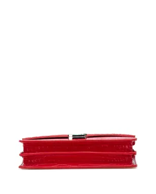 Saint Laurent Pre-Owned 2019 Croc Embossed Leather Monogram Cassandra Clasp Bag crossbody bag - Red - サムネイル4