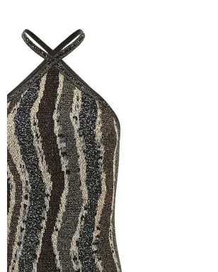 Missoni ウェーブ柄ホルターネック マキシドレス - ブラウン - サムネイル3