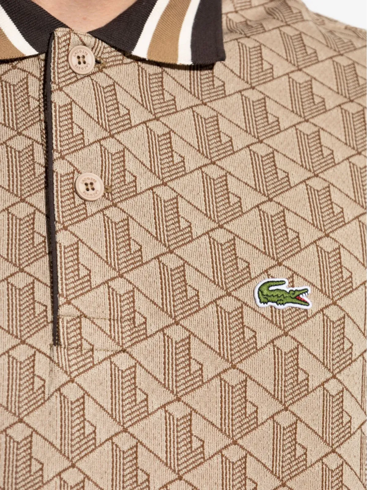 Lacoste 幾何学模様ポロシャツ - Brown - 画像5
