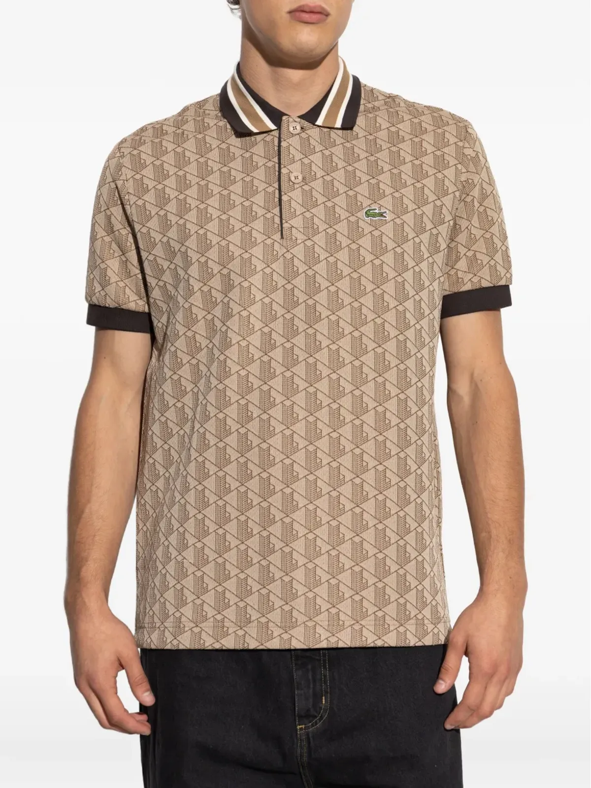 Lacoste 幾何学模様ポロシャツ - Brown - 画像3