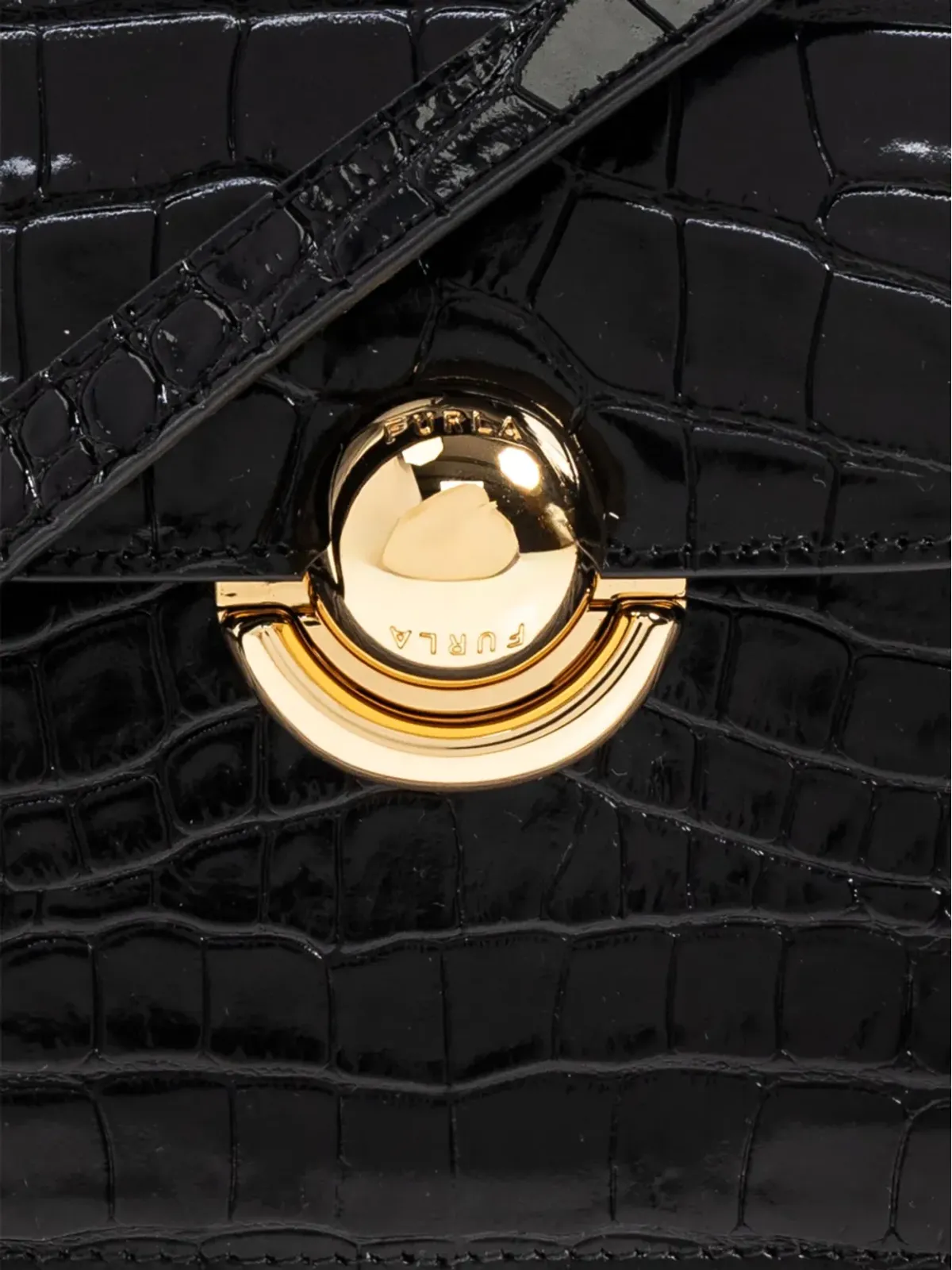 Furla Sfera クロコダイル型押し ショルダーバッグ - 画像5