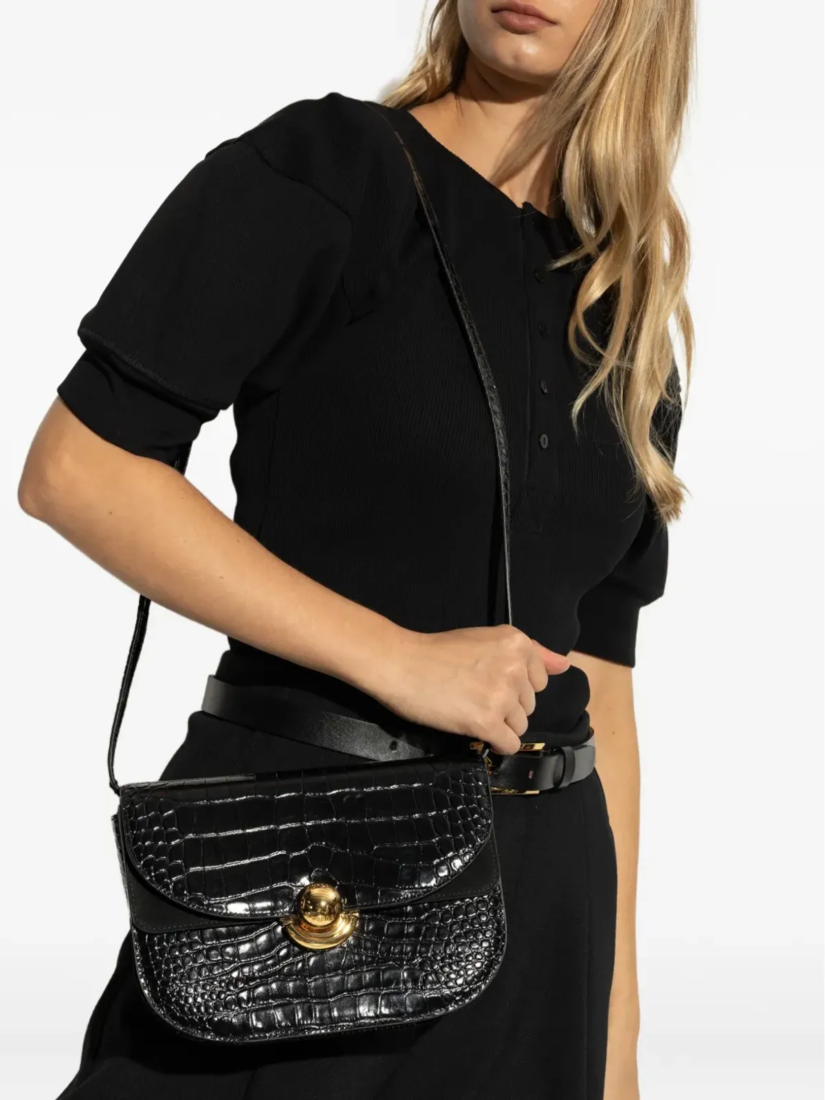Furla Sfera クロコダイル型押し ショルダーバッグ - 画像2