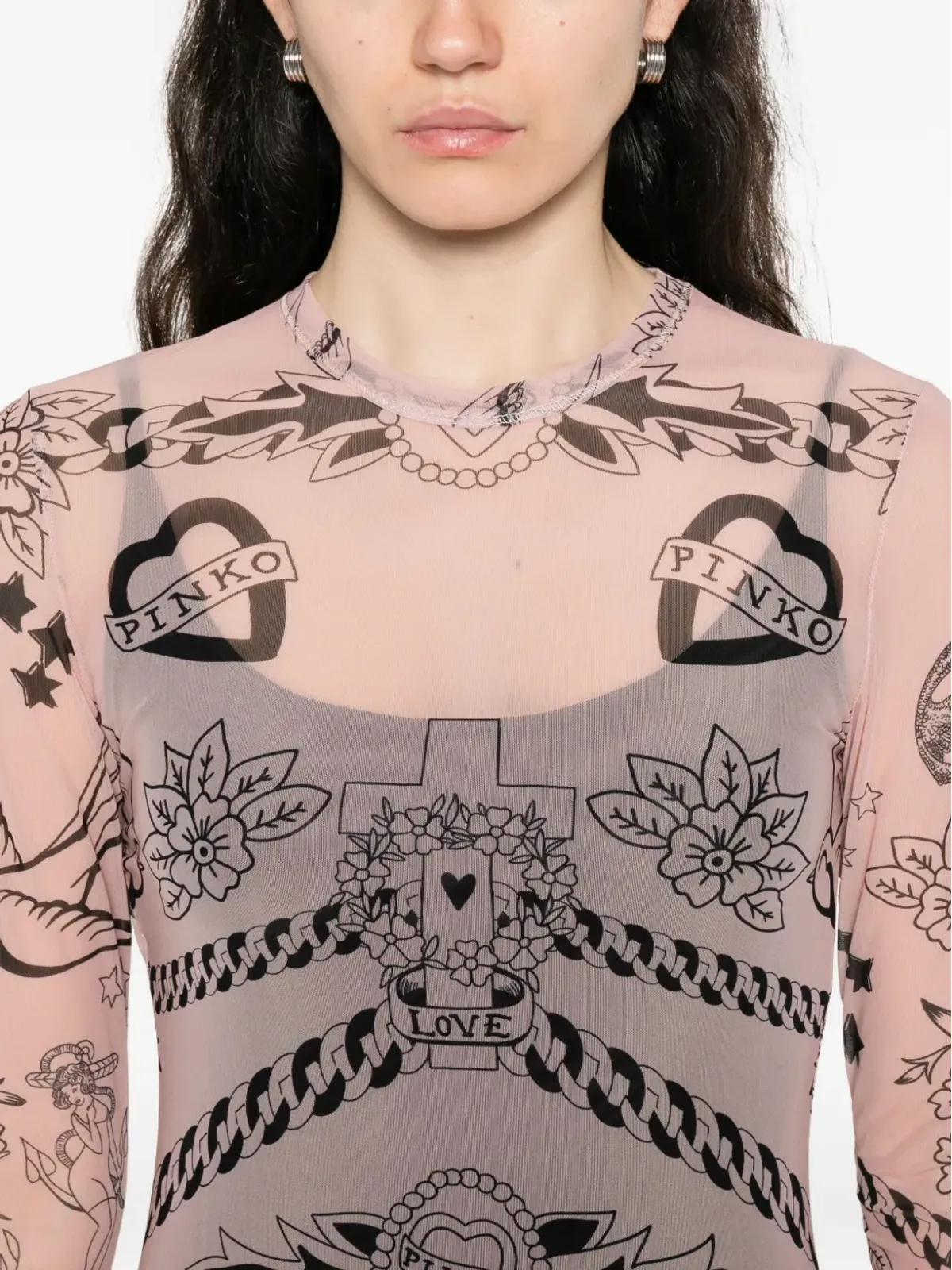 PINKO printed mesh midi dress - 画像5