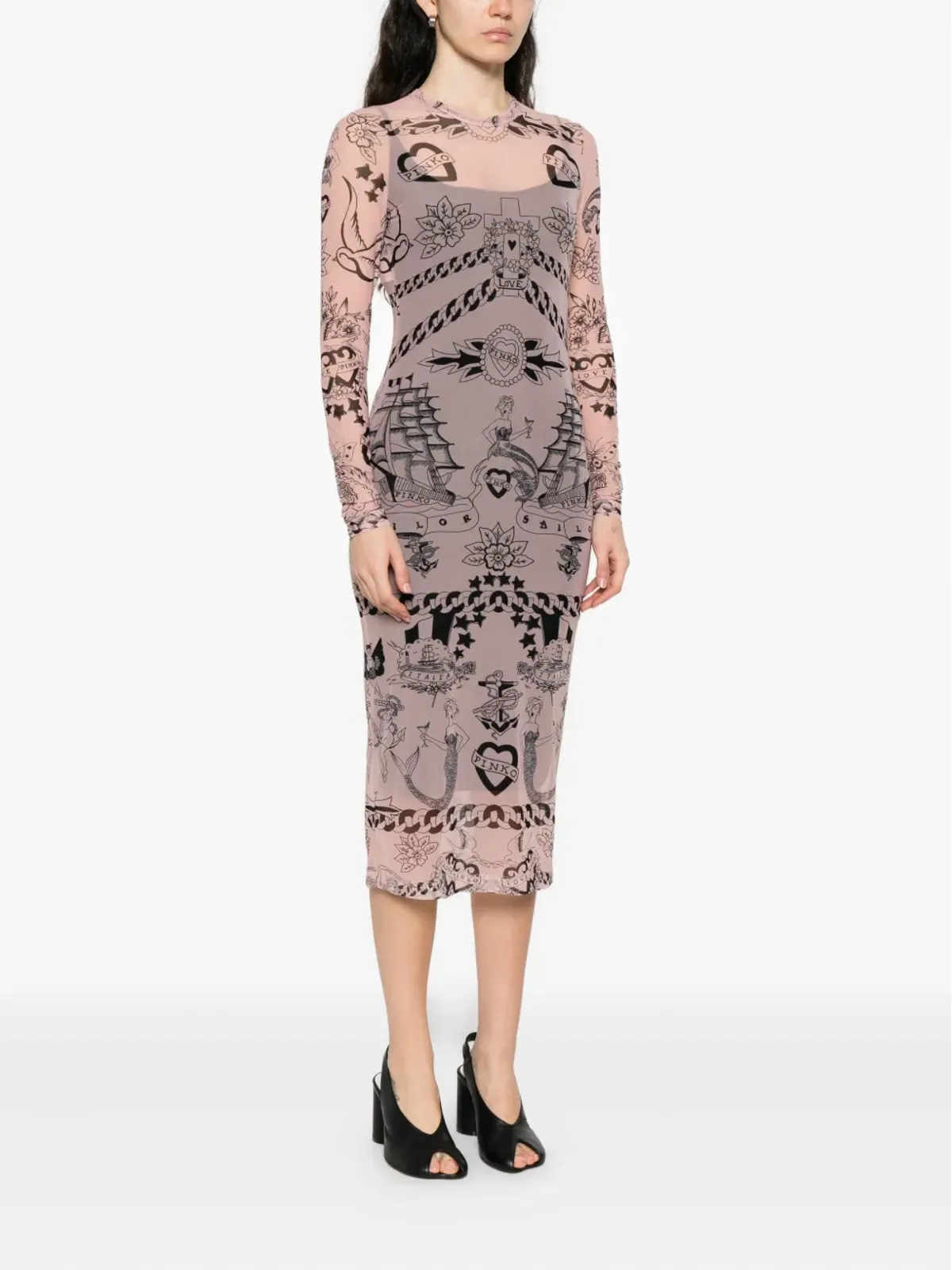 PINKO printed mesh midi dress - 画像3