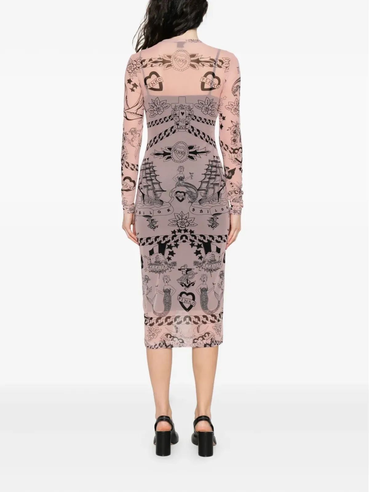 PINKO printed mesh midi dress - 画像4