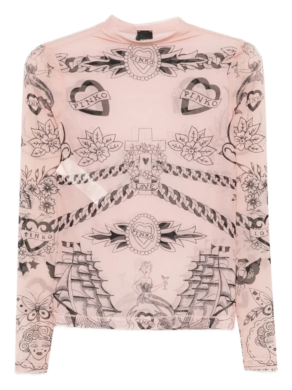 PINKO グラフィックプリント メッシュトップス - 画像1