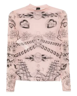 PINKO グラフィックプリント メッシュトップス - サムネイル1
