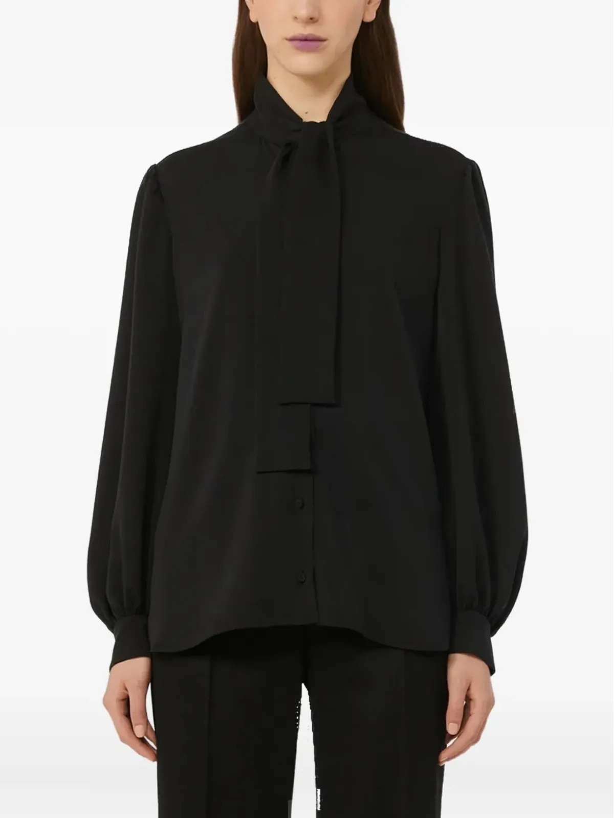 Max Mara タイネック パフスリーブ ブラウス - 画像1