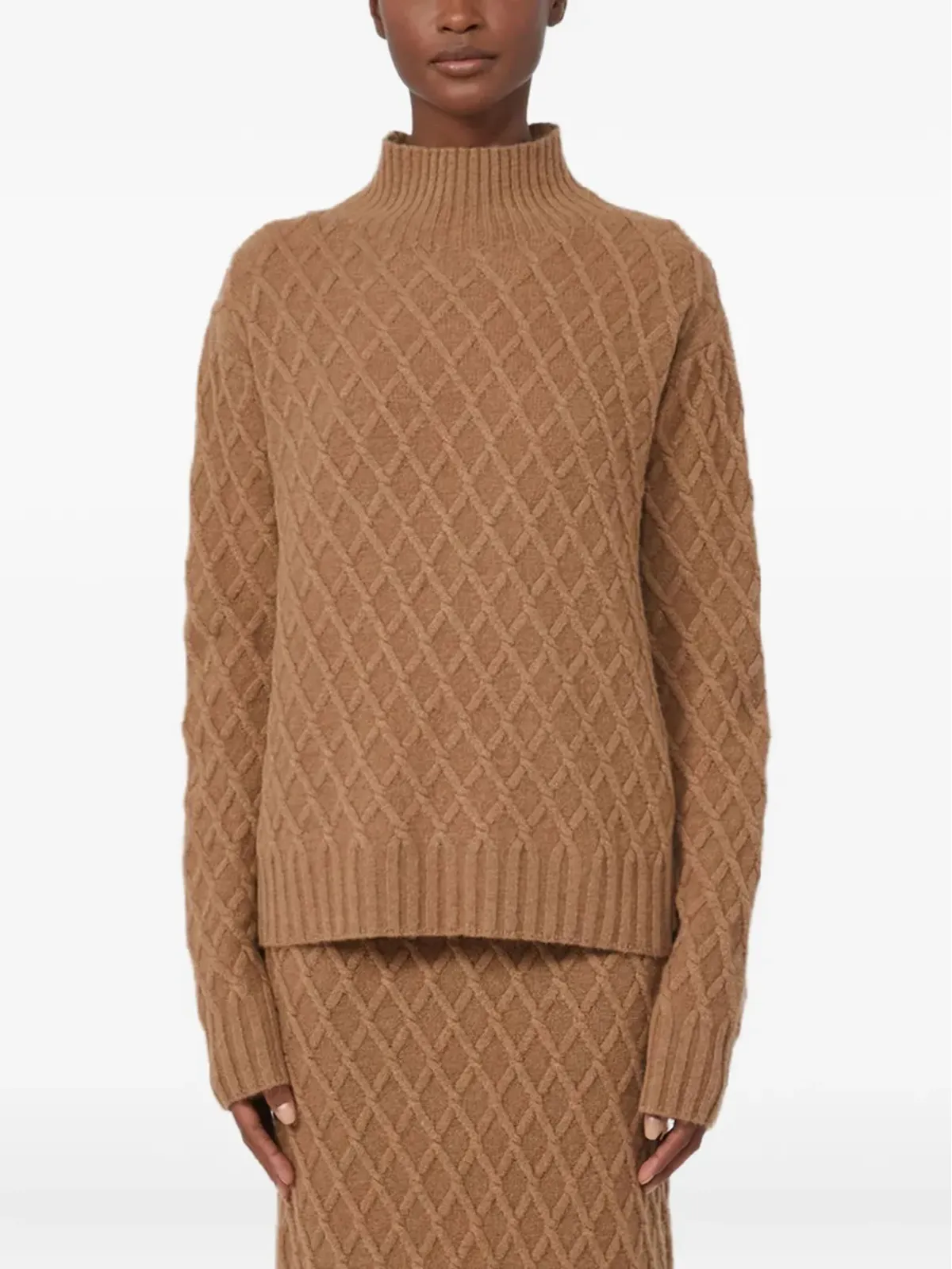 Max Mara ハイネック ダイヤ柄セーター - ブラウン - 画像1