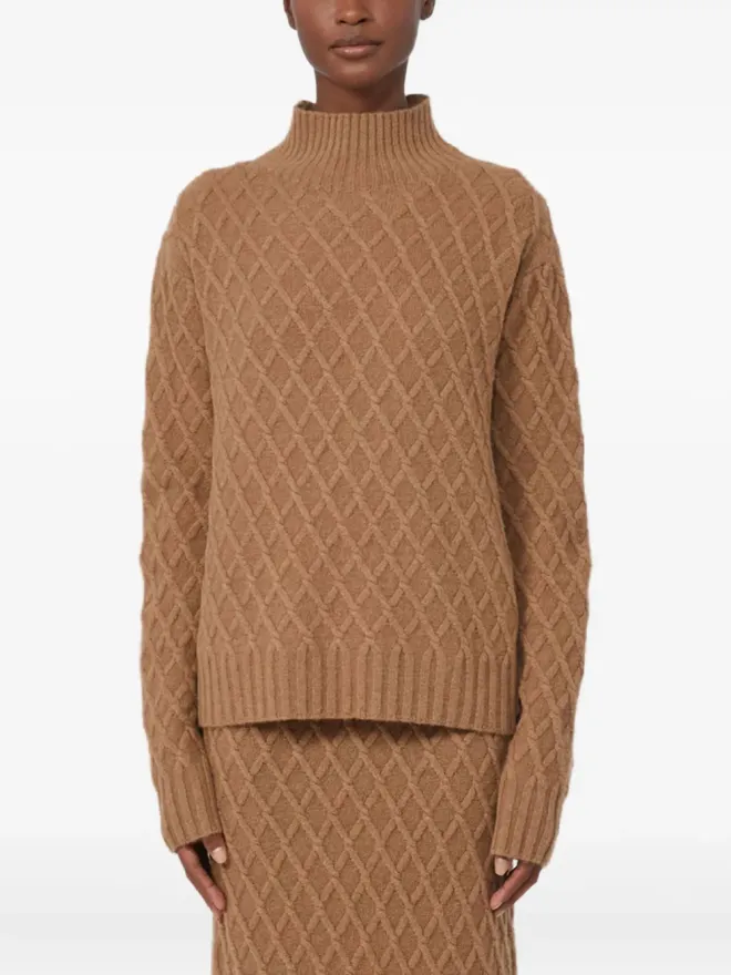 Max Mara Max Mara ハイネック ダイヤ柄セーター - ブラウンの商品画像