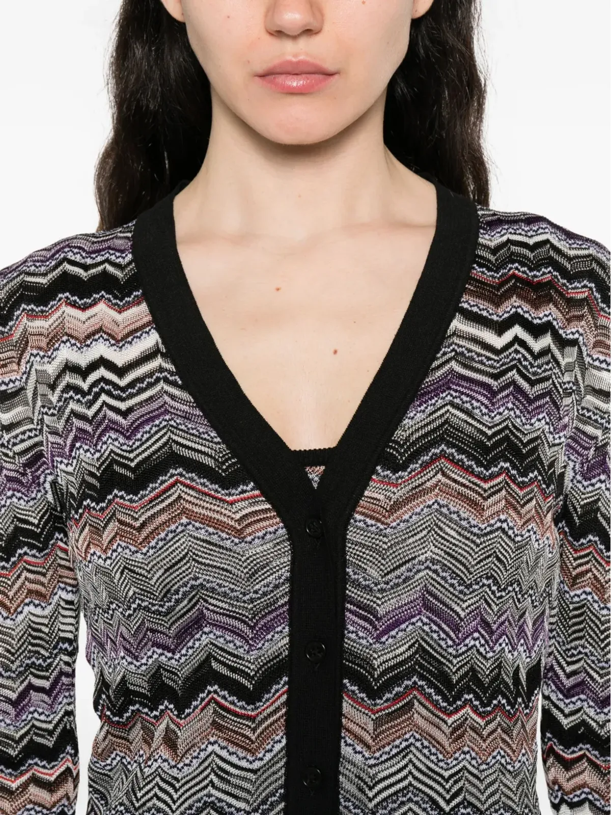 Missoni チェボン柄ニットカーディガン ブラック - 画像5