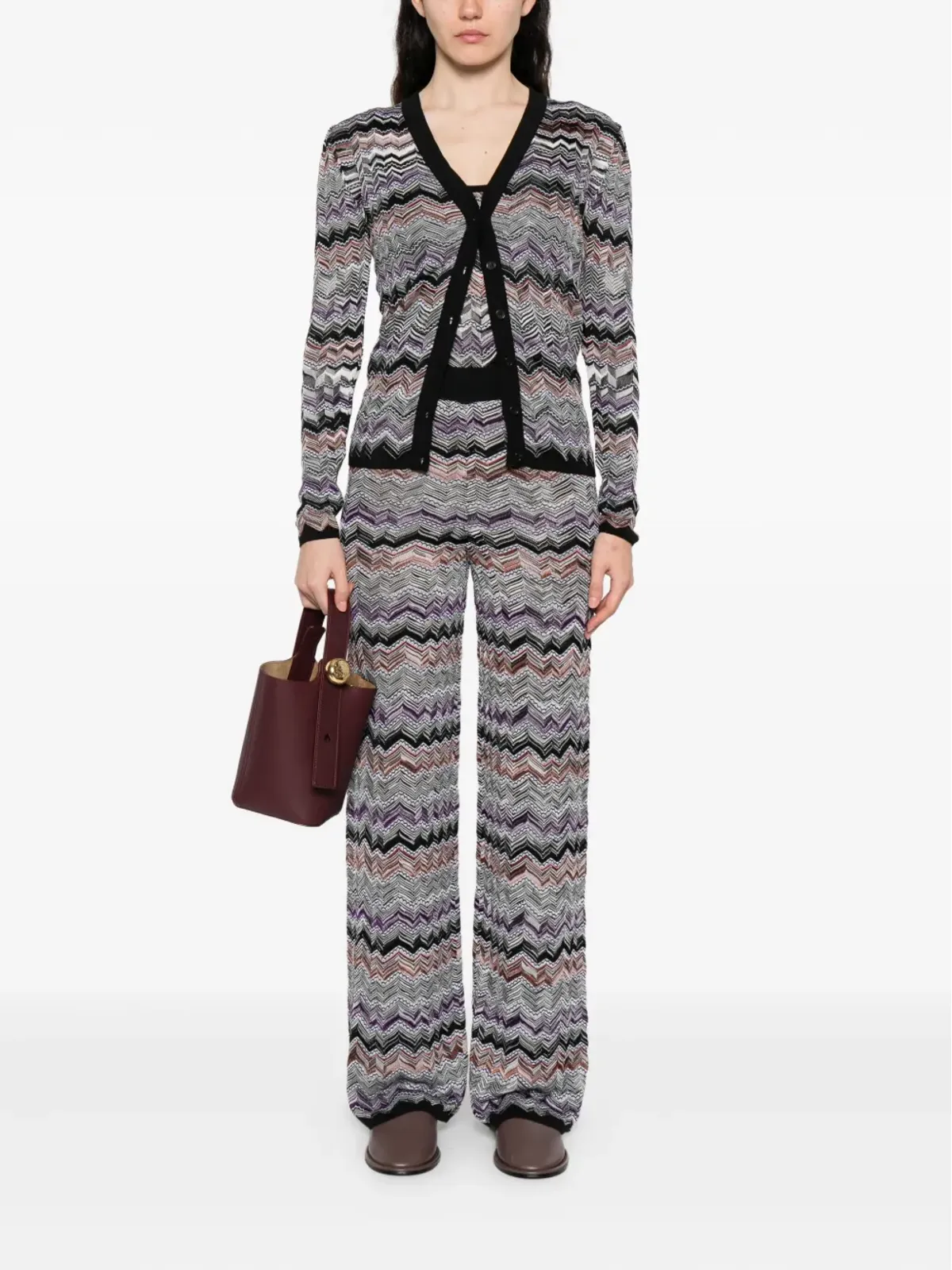 Missoni チェボン柄ニットカーディガン ブラック - 画像2