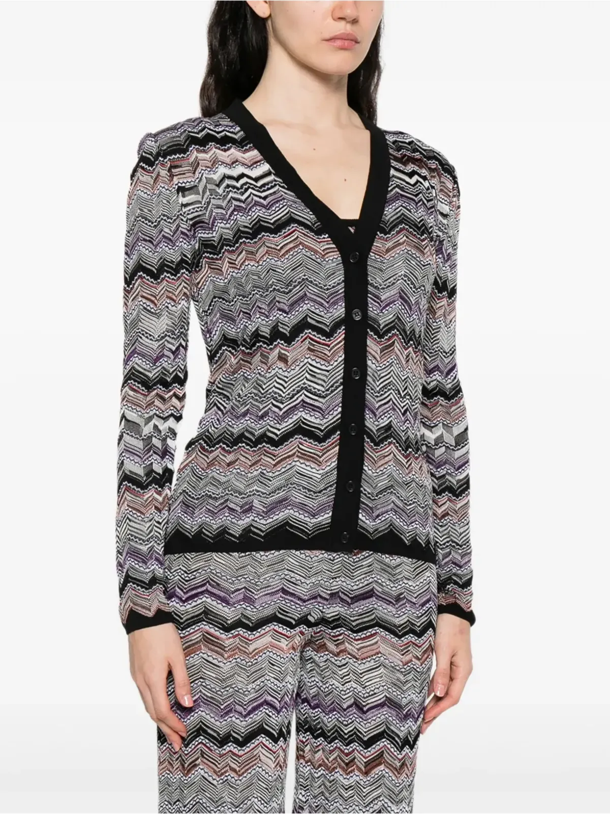 Missoni チェボン柄ニットカーディガン ブラック - 画像3