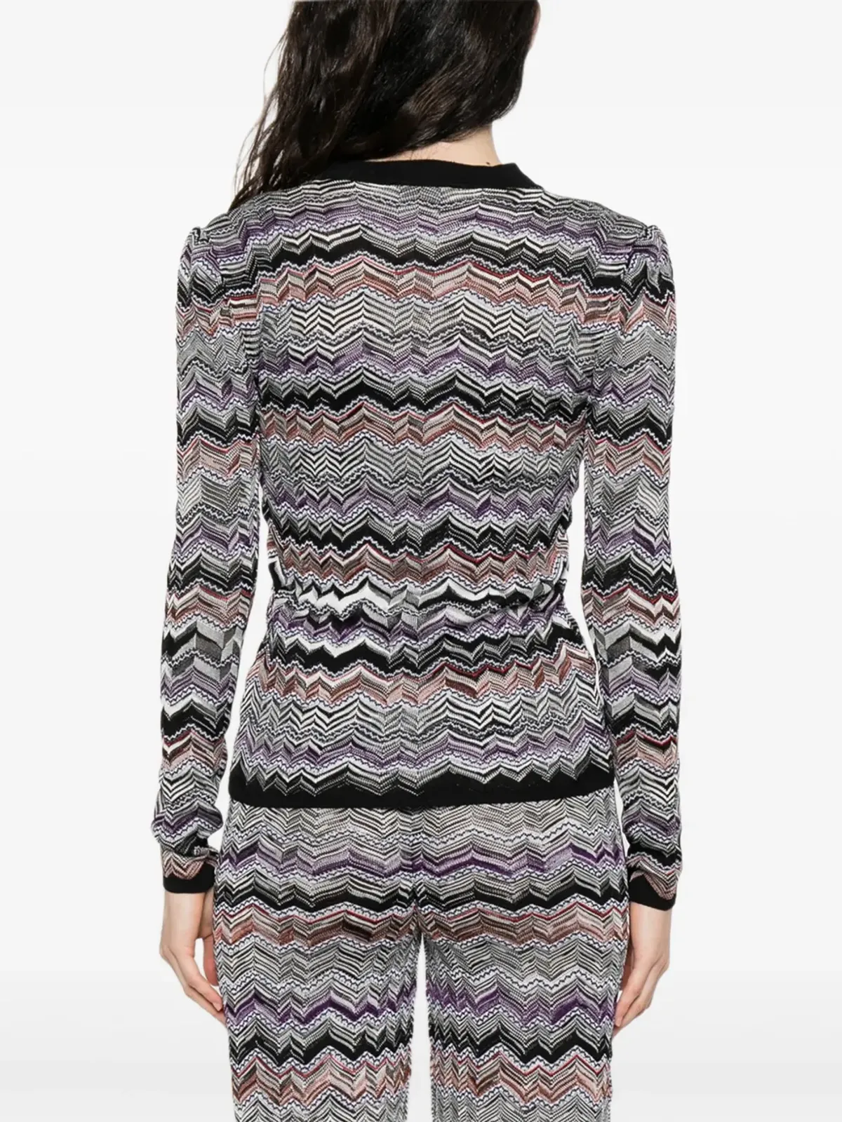 Missoni チェボン柄ニットカーディガン ブラック - 画像4