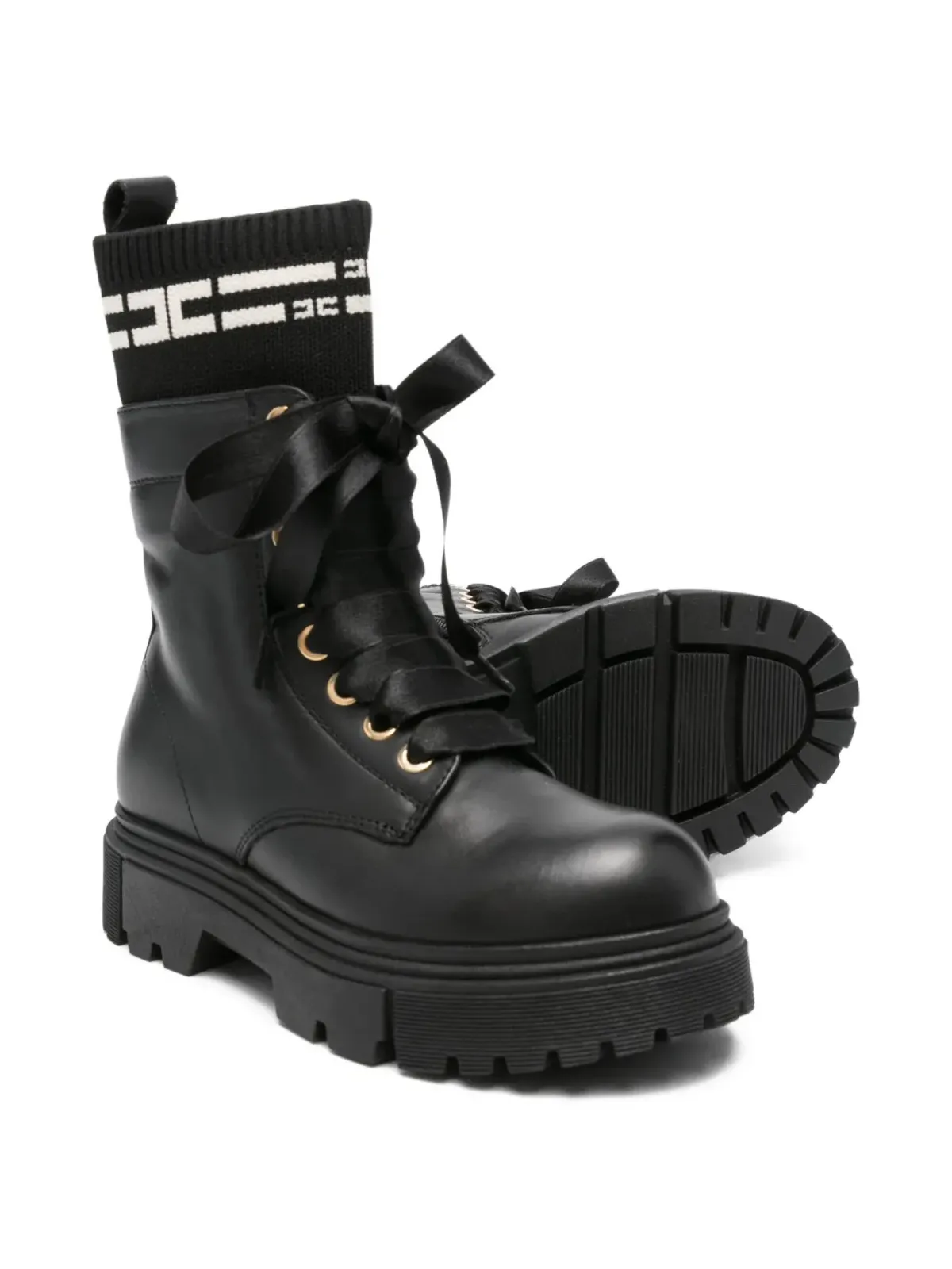 Elisabetta Franchi La Mia Bambina ソックディテール レースアップ ブーツ - 画像2