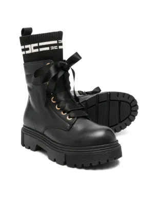 Elisabetta Franchi La Mia Bambina ソックディテール レースアップ ブーツ - サムネイル2