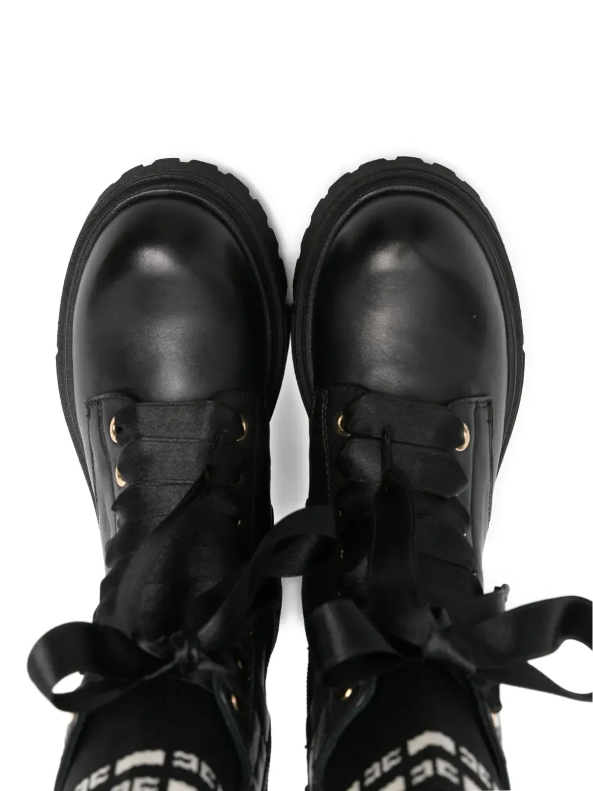 Elisabetta Franchi La Mia Bambina ソックディテール レースアップ ブーツ - 画像3