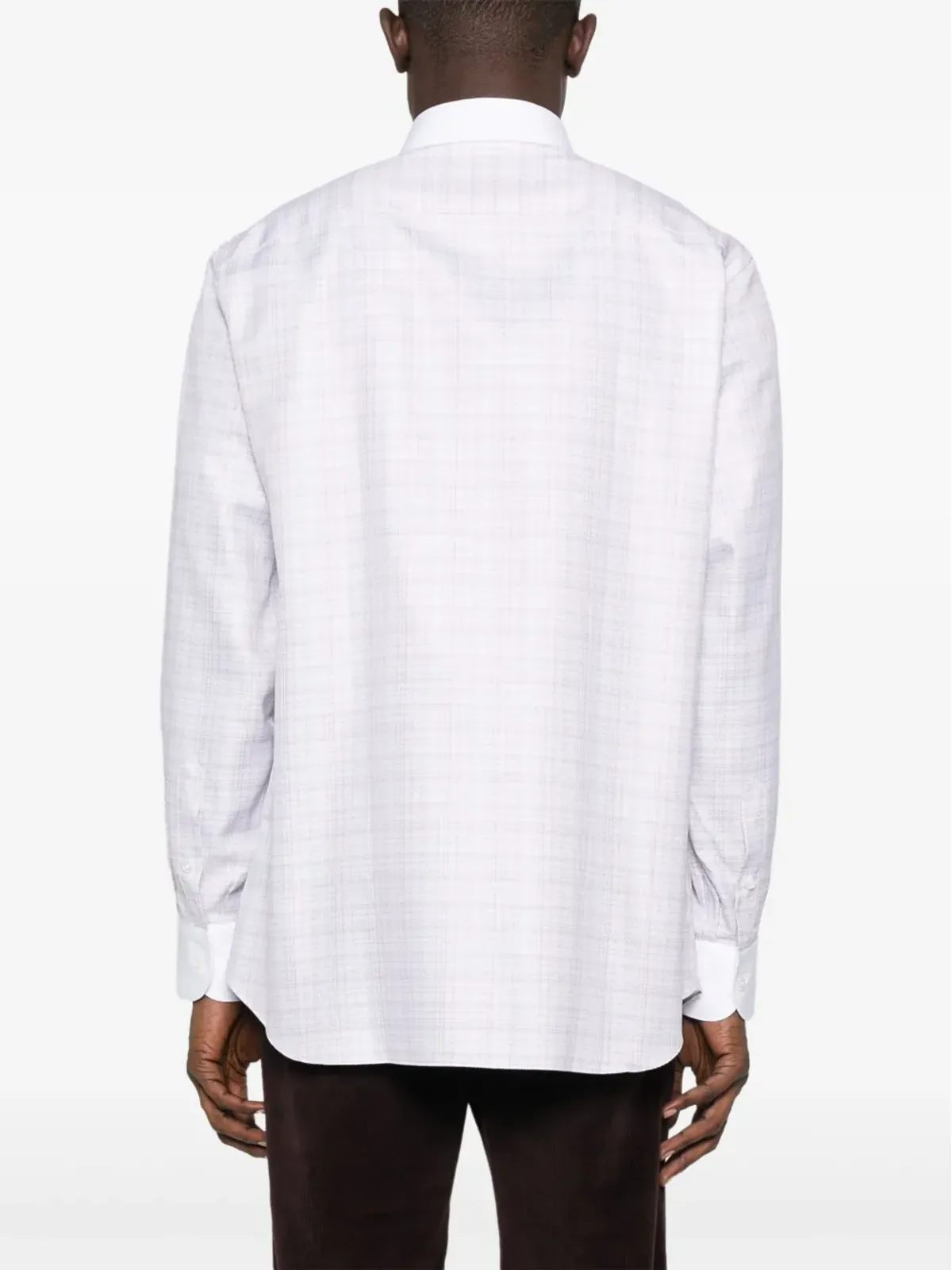 Brioni チェック柄コントラストカラー襟シャツ - 画像4