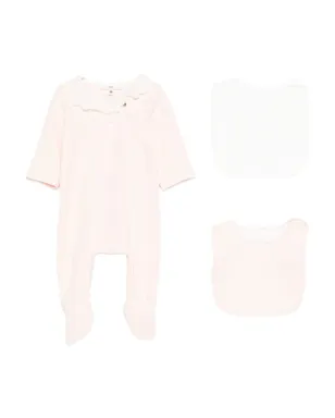Chloé Kids レーストリム ロゴプリント ベビーロンパースセット - サムネイル1