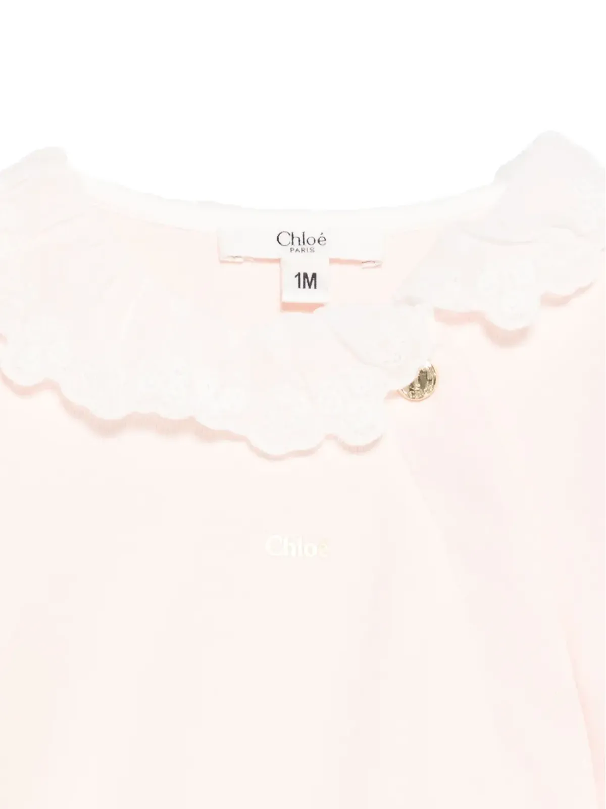 Chloé Kids レーストリム ロゴプリント ベビーロンパースセット - 画像3