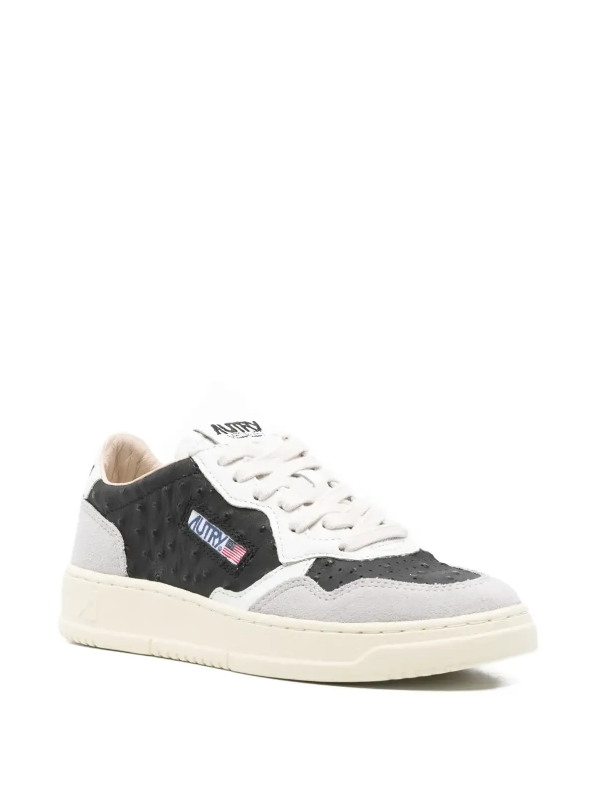 Autry ostrich-embroidered leather sneakers - Black - 画像2
