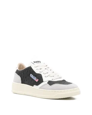 Autry ostrich-embroidered leather sneakers - Black - サムネイル2