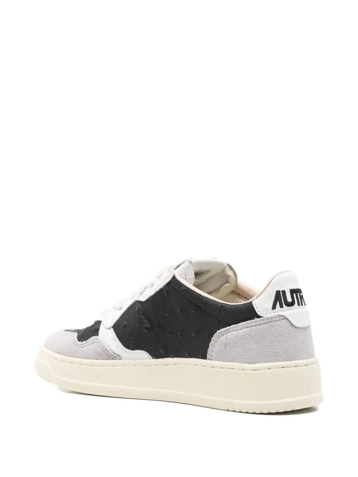 Autry ostrich-embroidered leather sneakers - Black - 画像3