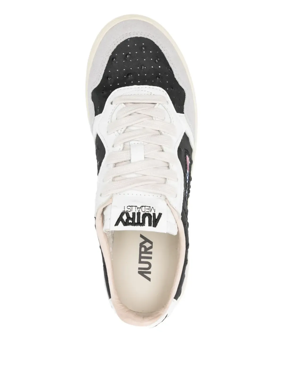 Autry ostrich-embroidered leather sneakers - Black - 画像4