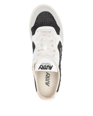 Autry ostrich-embroidered leather sneakers - Black - サムネイル4
