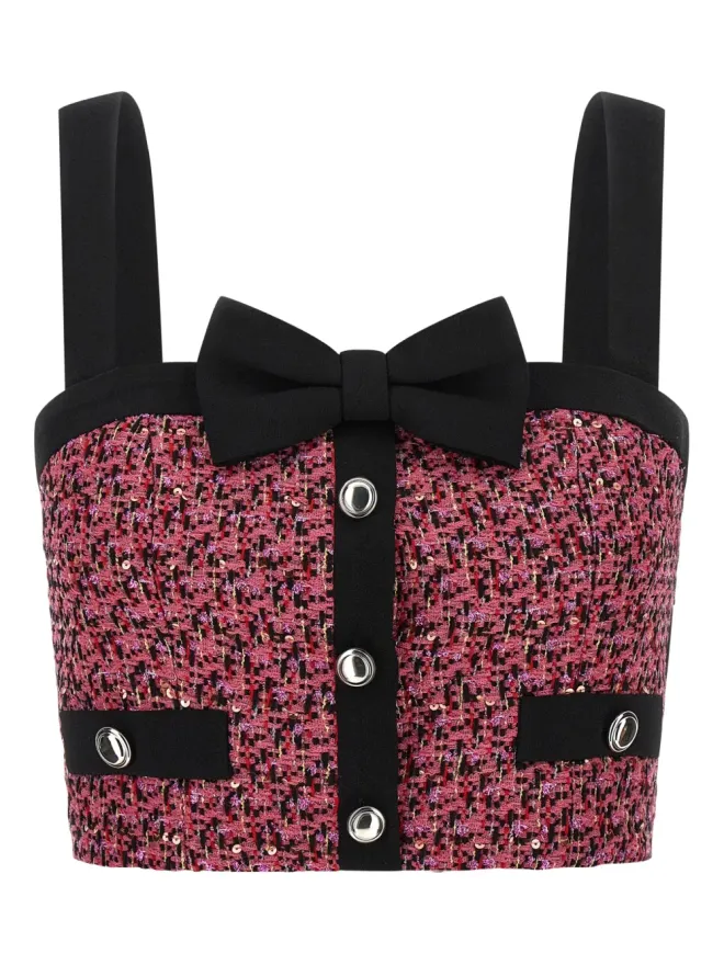 Alessandra Rich Alessandra Rich スパンコール刺繍ツイードトップの商品画像