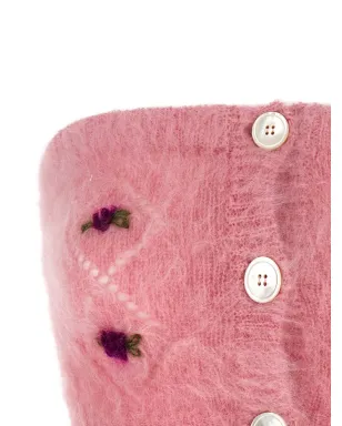 Alessandra Rich ピンクの刺繍ボタン付きノースリーブトップス - サムネイル3