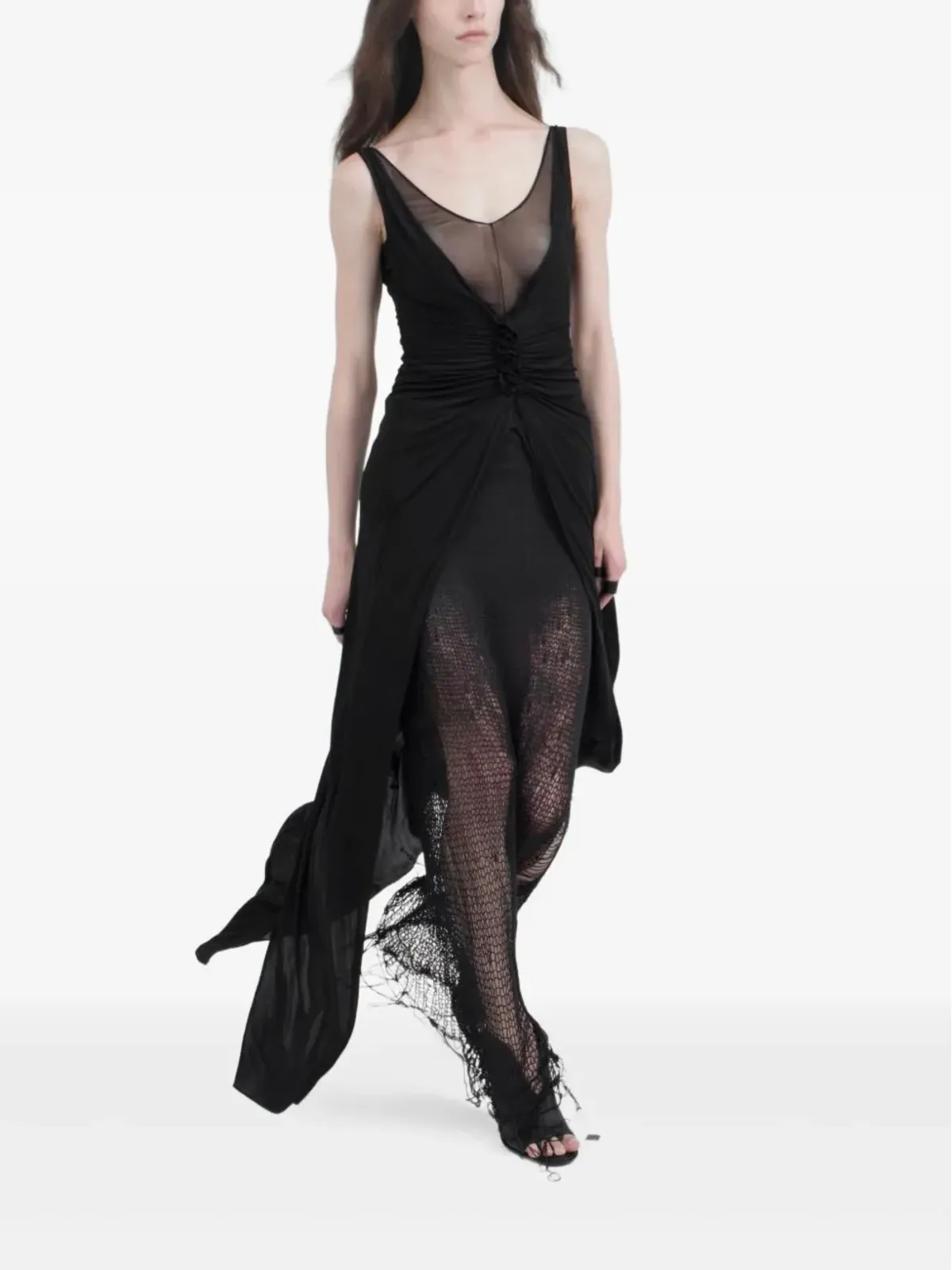 YEHUAFAN gathered dress - Black - 画像2