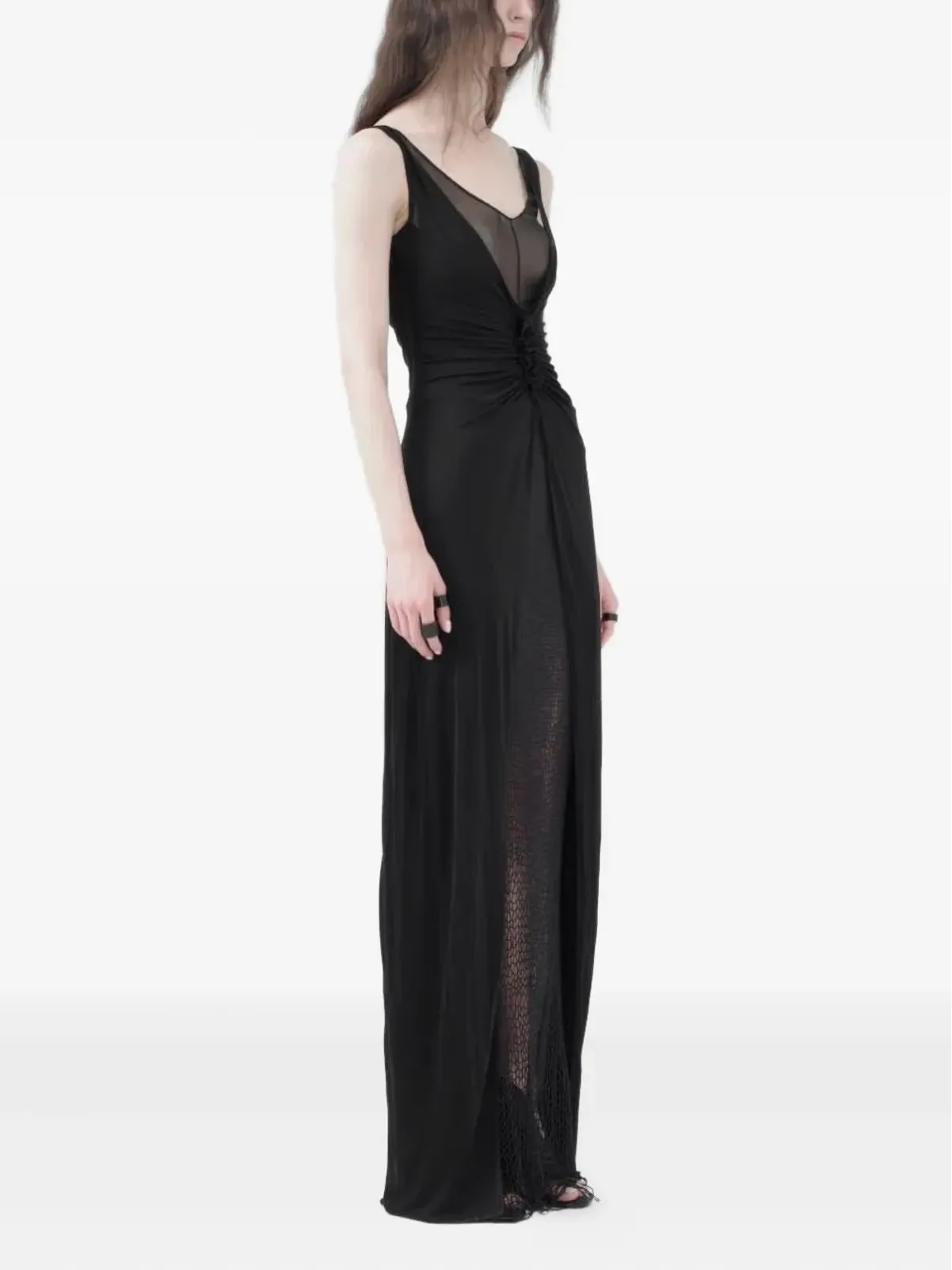 YEHUAFAN gathered dress - Black - 画像3
