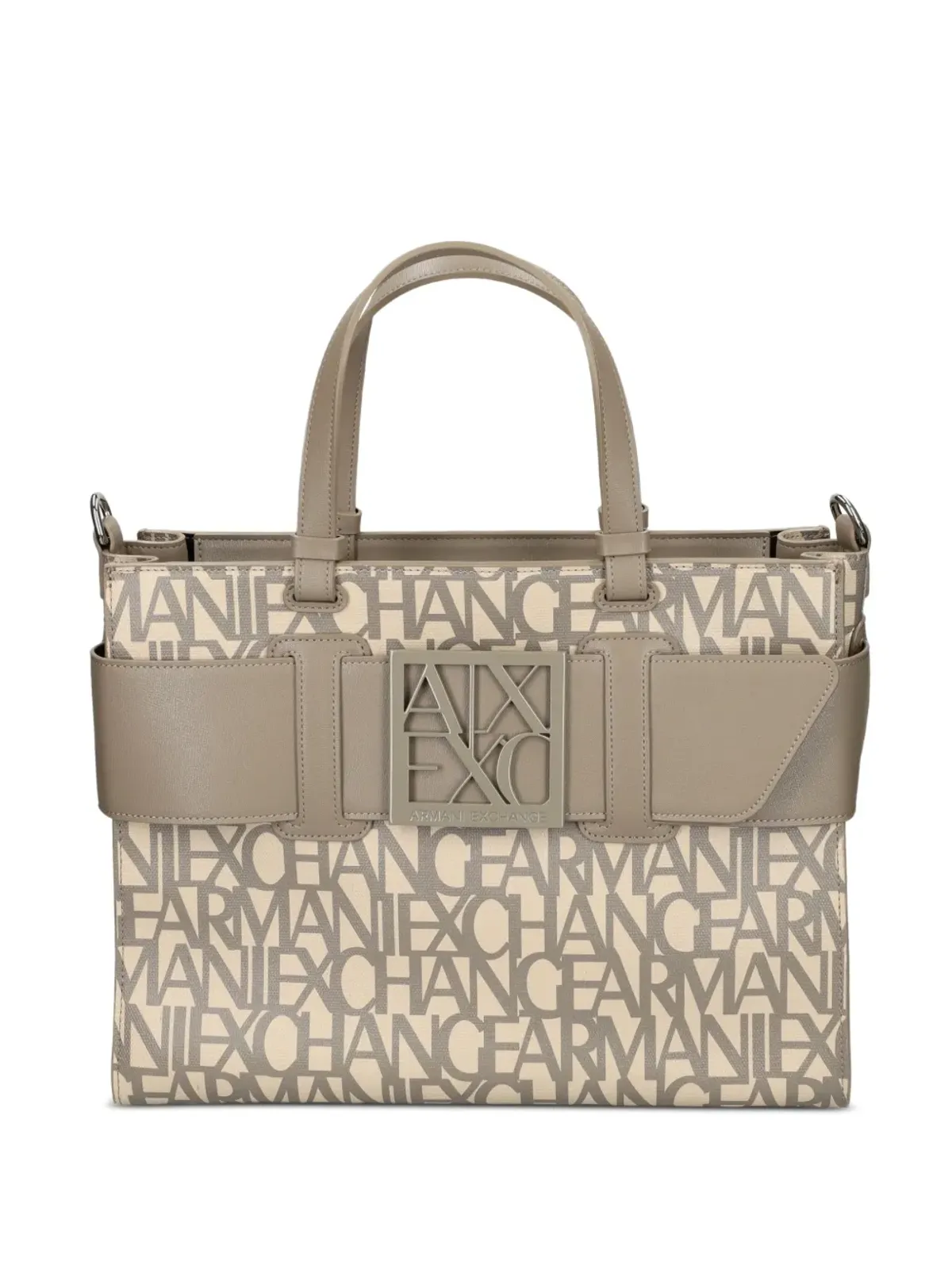 Armani Exchange ロゴプレートバックル付きトートバッグ - 画像1