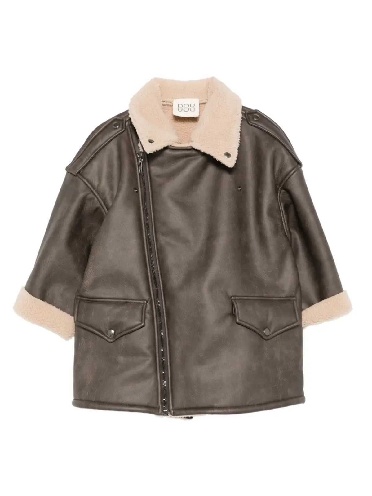 Douuod Kids アシンメトリックジップフロントジャケット - ブラウン - 画像1