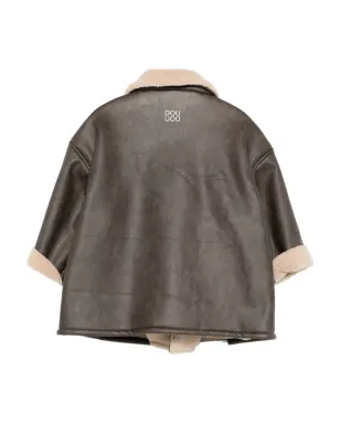 Douuod Kids アシンメトリックジップフロントジャケット - ブラウン - サムネイル2