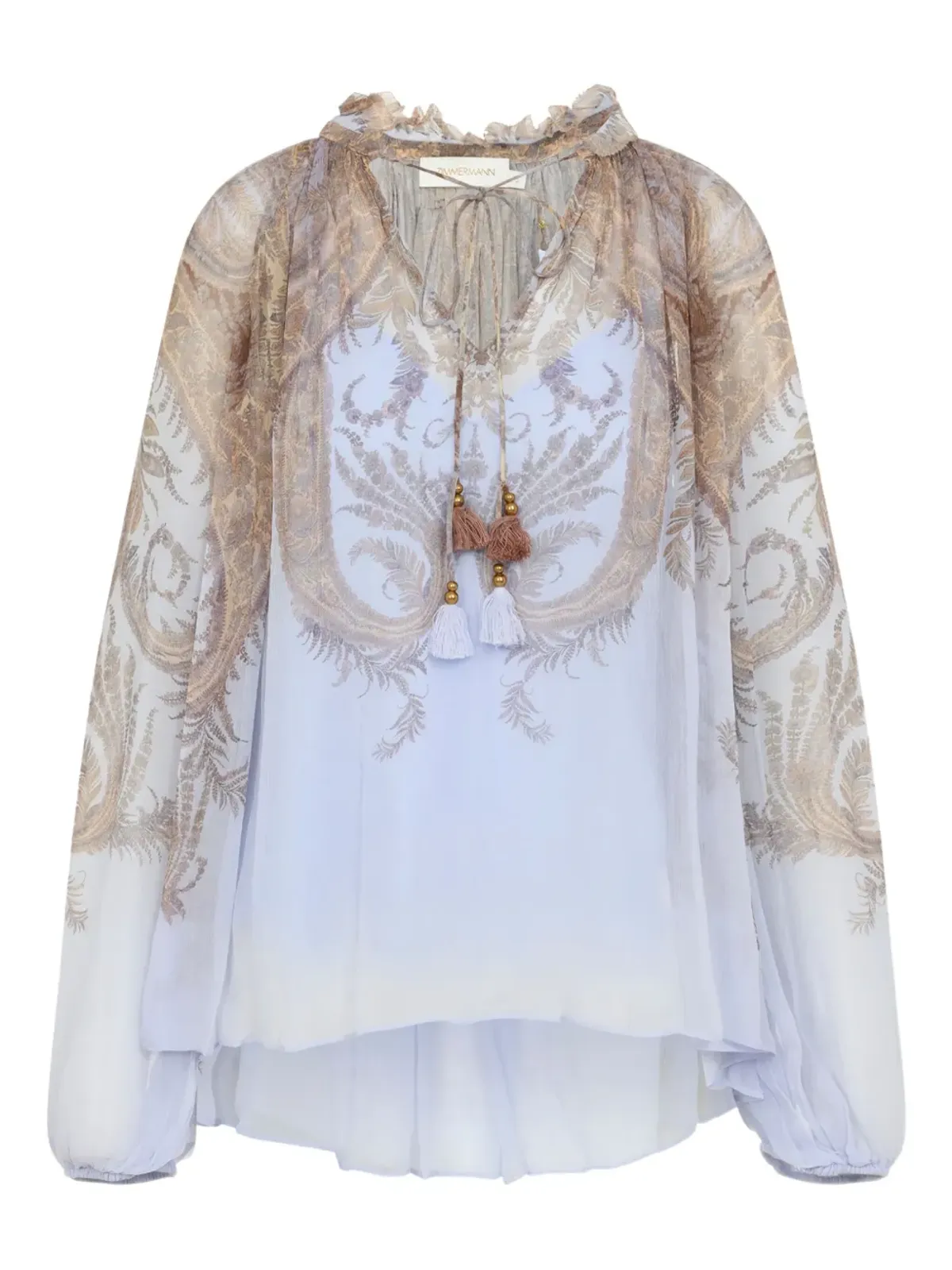 ZIMMERMANN ペイズリープリント・フリルネックブラウス - 画像1