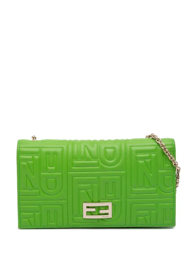 Fendi Pre-Owned Fendi Pre-Owned ナパレザー ロゴエンボス ロング ウォレット・オン・チェーン・クロスボディバッグ - グリーンの商品画像
