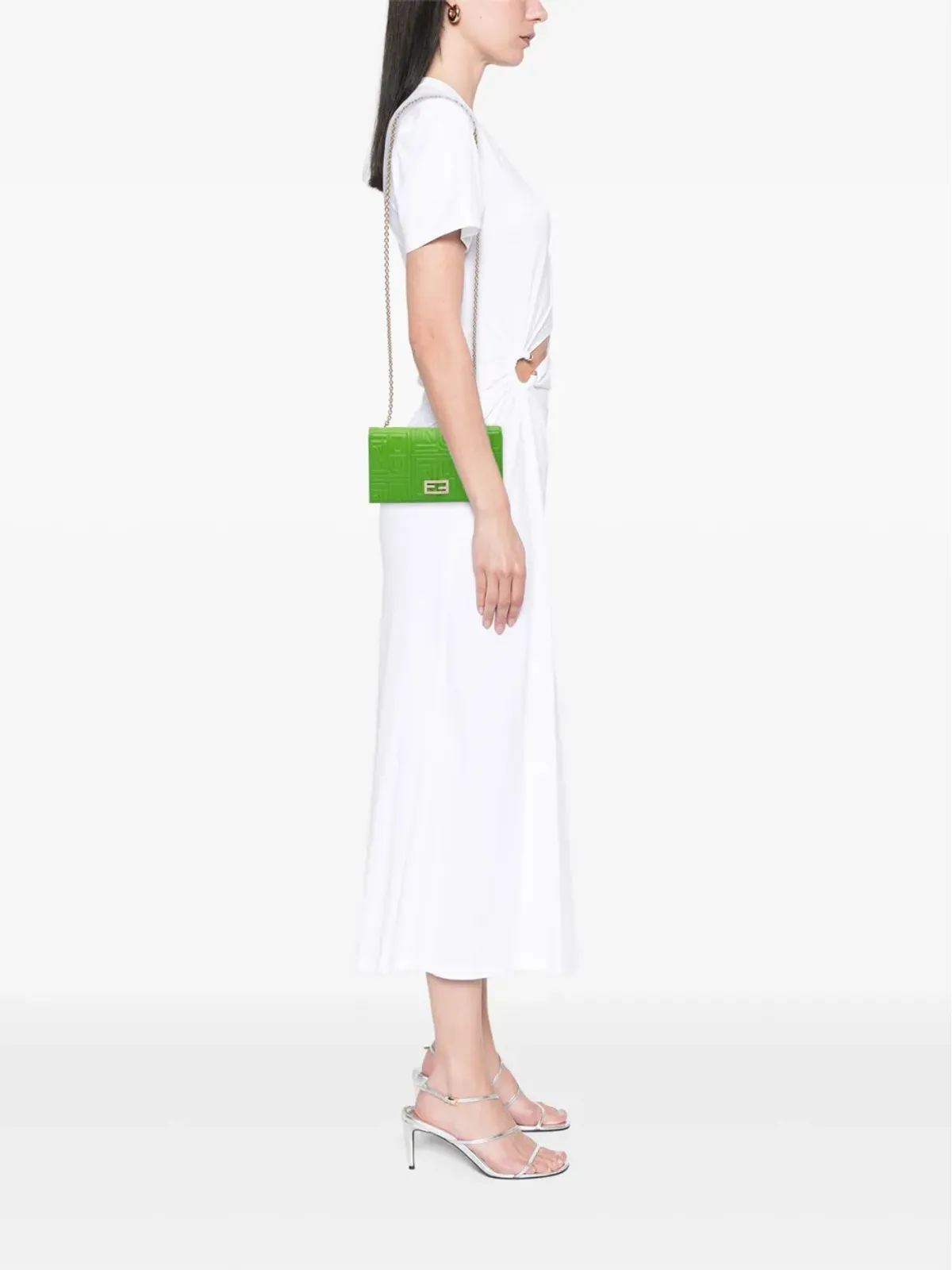 Fendi Pre-Owned ナパレザー ロゴエンボス ロング ウォレット・オン・チェーン・クロスボディバッグ - グリーン - 画像2