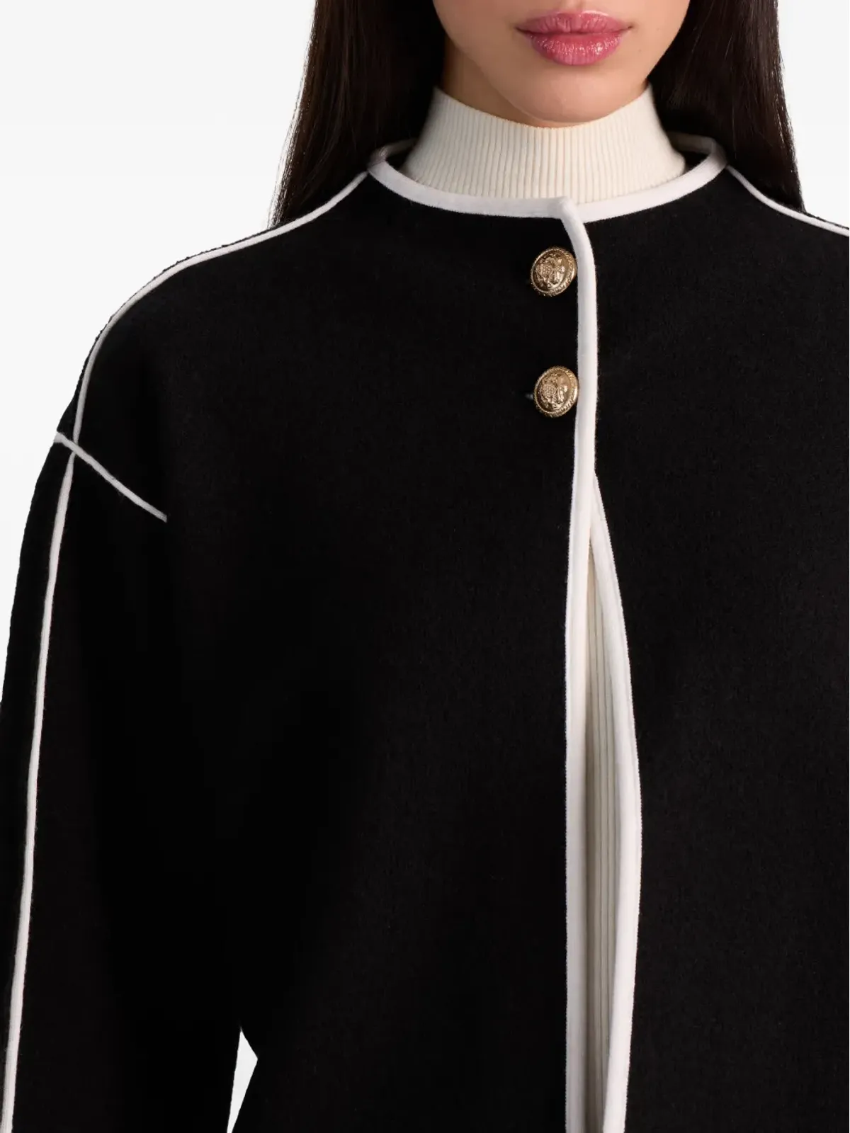 alice + olivia パーソン襟付きパイピングトリム セータージャケット - ブラック - 画像5